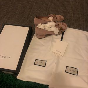 GUCCI SUEDE MARMONT PUMPS 55